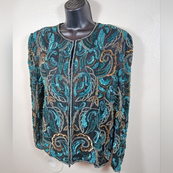 Scala Beaded Sparkly  Evening Jacket Size Small - Picture 2 of 8